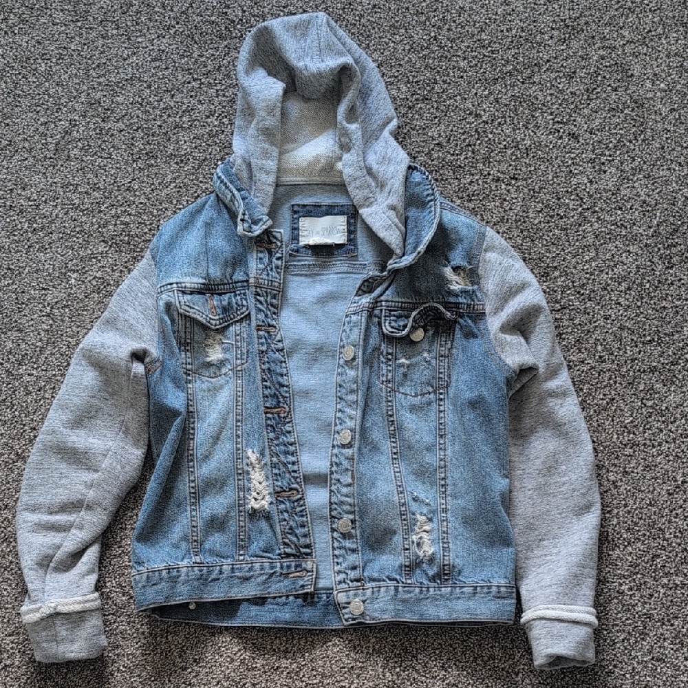 Kids Denim and Gray Hooded Jacket